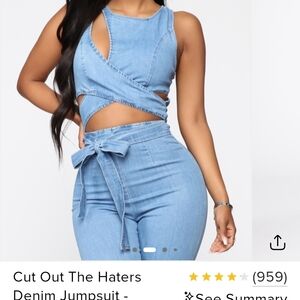 Brand New Without Tag Stylish Light Blue Denim Jumpsuit